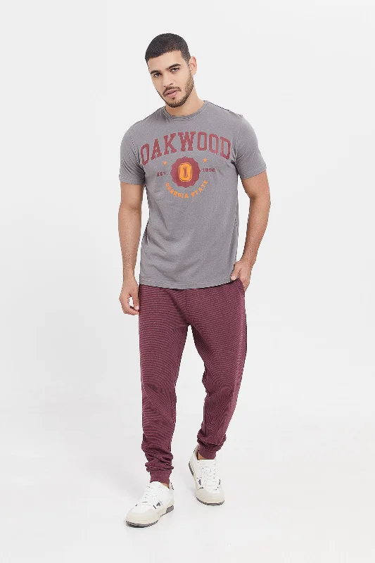 Men Burgundy Ottoman Jog Pants