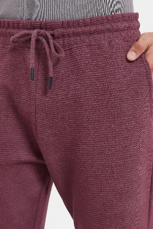 Men Burgundy Ottoman Jog Pants