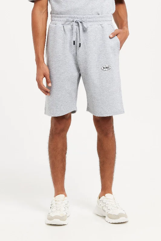 Men Grey Jacquard Lounge Shorts