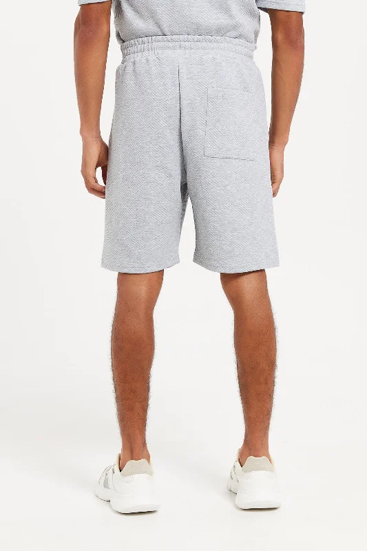 Men Grey Jacquard Lounge Shorts