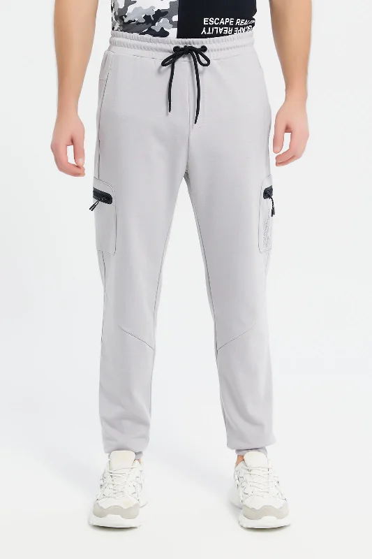 Men Grey Plain Jogger Pants