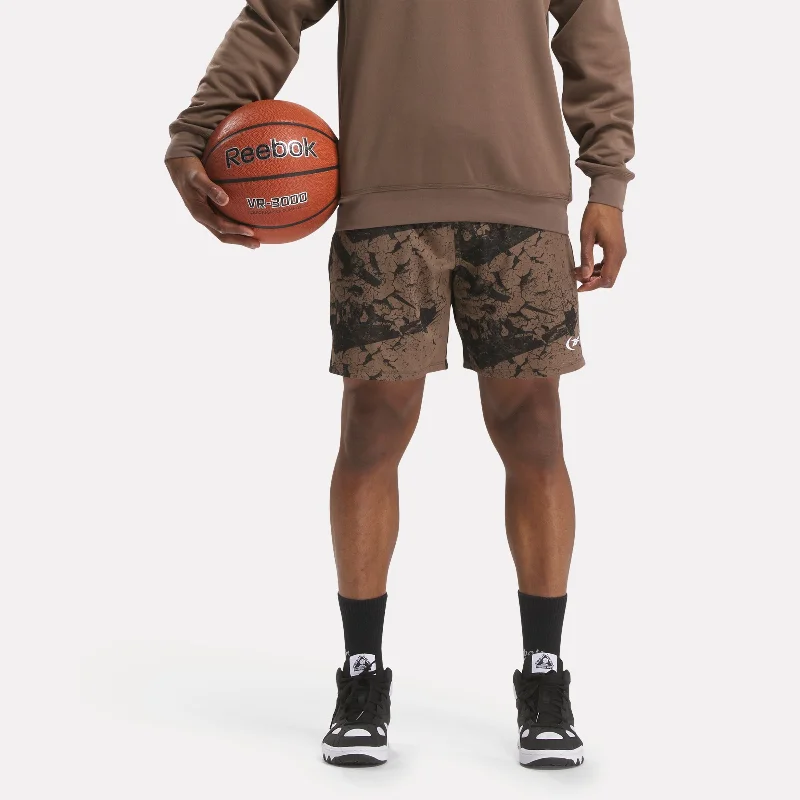 Reebok Basketball Transition Allover Print Shorts Utility Brown