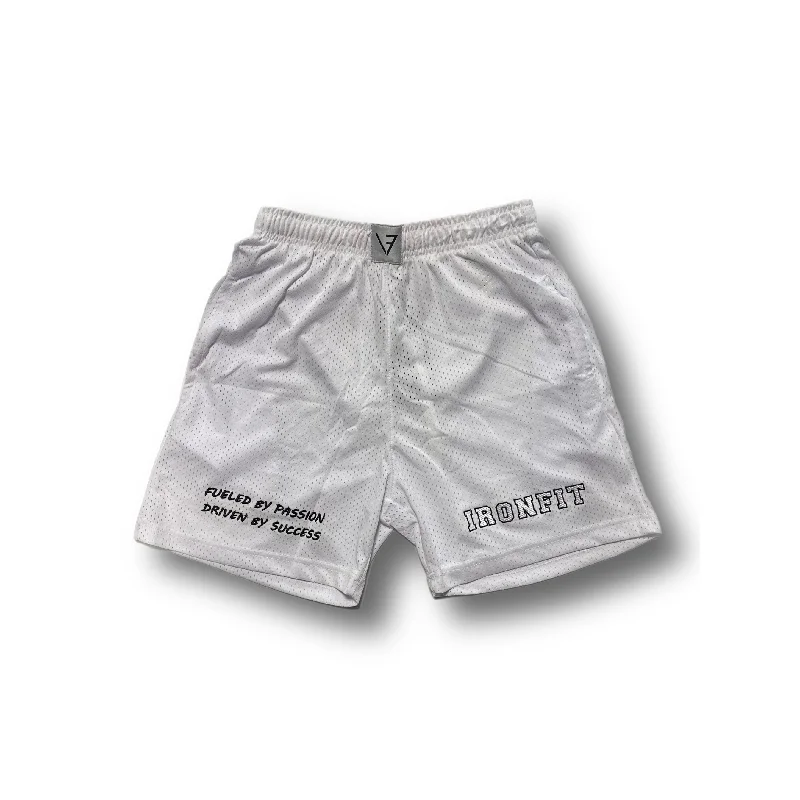 IRONFIT MESH COLLEGE SHORT - WHITE