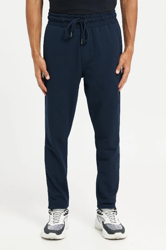 Men Navy Pique Joggers