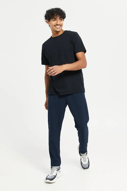 Men Navy Pique Joggers