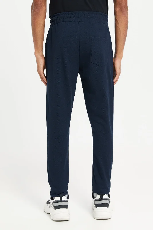 Men Navy Pique Joggers