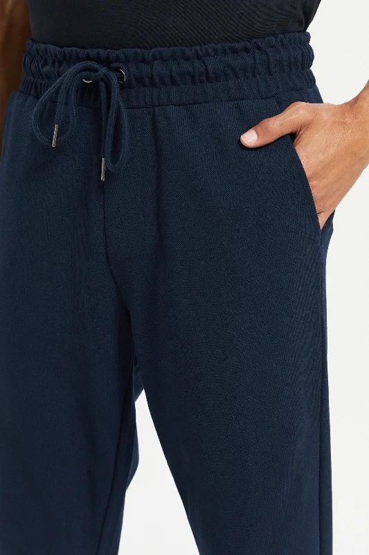 Men Navy Pique Joggers