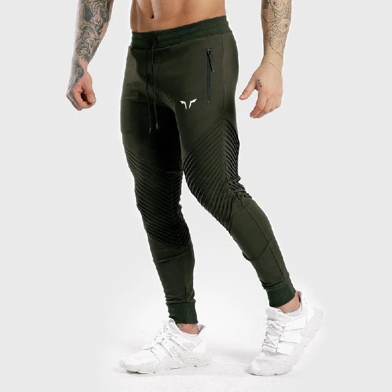 Statement Ribbed Joggers- Olive